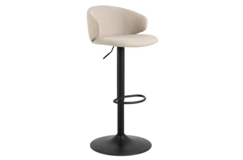 NELA smėlio spalvos (Basel 24 audinys) / juoda koja – Apmuštas besisukantis baro krėslas virtuvei, svetainei, restoranui