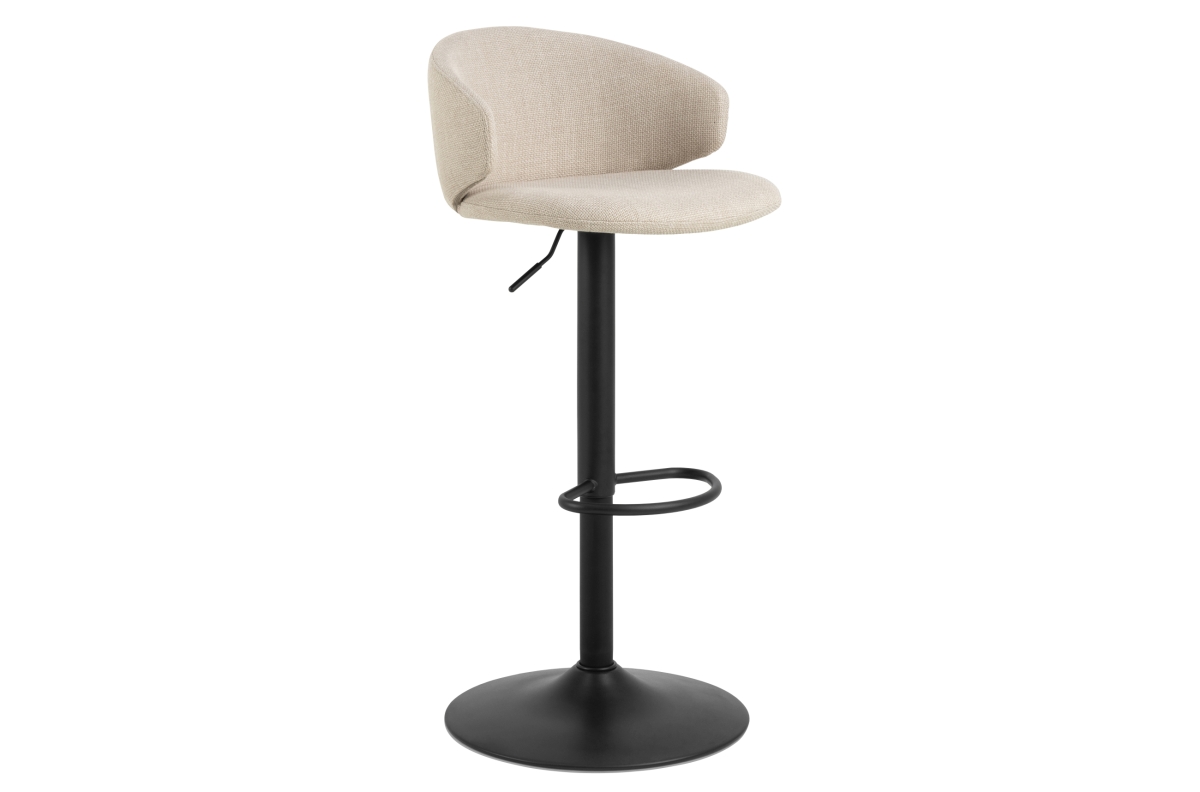 NELA smėlio spalvos (Basel 24 audinys) / juoda koja - Apmuštas besisukantis baro krėslas virtuvei, svetainei, restoranui