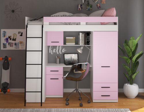 VELVE L antresolė be matinės baltos / levandų spalvos