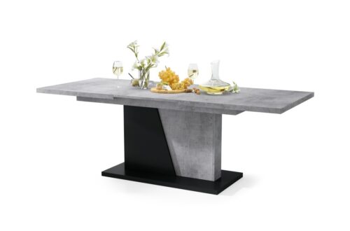 NOBLE NOIR Millenium Concrete/Matinė juoda – IKI 218 cm IŠPLĖSTAMASIS STALAS!