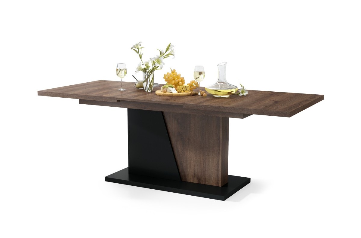 NOBLE NOIR rudo ąžuolo / matinės juodos spalvos - IKI 218 cm prailginamas stalas!