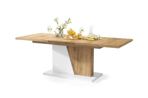 NOBLE NOIR Gold Craft ąžuolo/matinės baltos spalvos – IKI 218 cm IŠPLĖSTAMASIS STALAS!