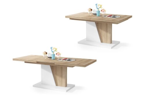 NOIR Sonoma ąžuolas/matinė balta – MODERNUS SULANKSTOMAS SUOLAS SVETAINEI