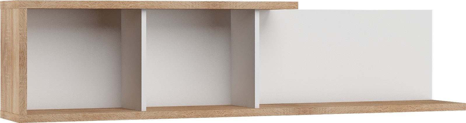 BRITA 13 baldų sieninė lentyna svetainei, Sonoma ąžuolas, balta