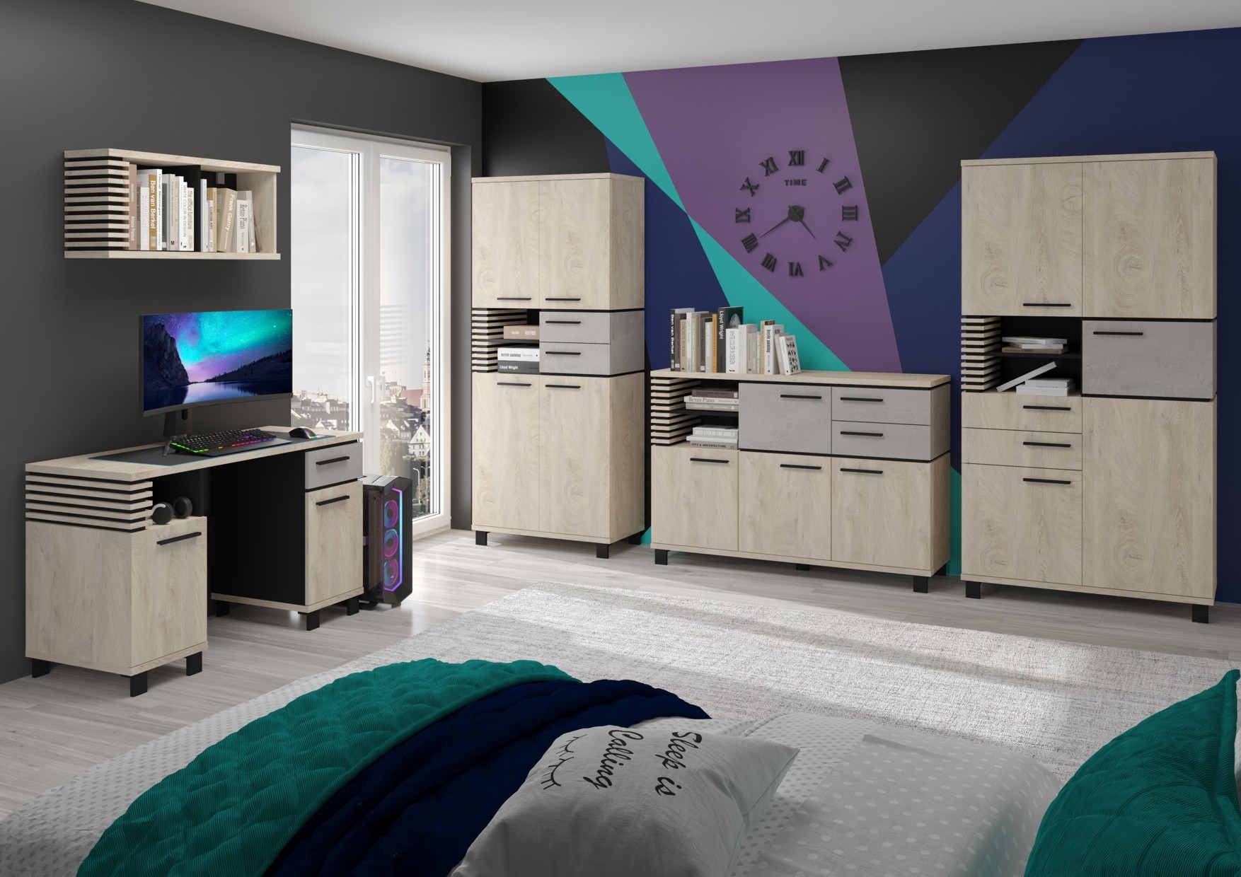 MILAR baldai #4 sieninė jaunimo spintelė