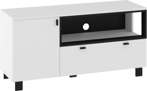 GAVES 12 baldų komoda su stalčiukais, TV spintelė svetainei, palėpė, balta, juoda