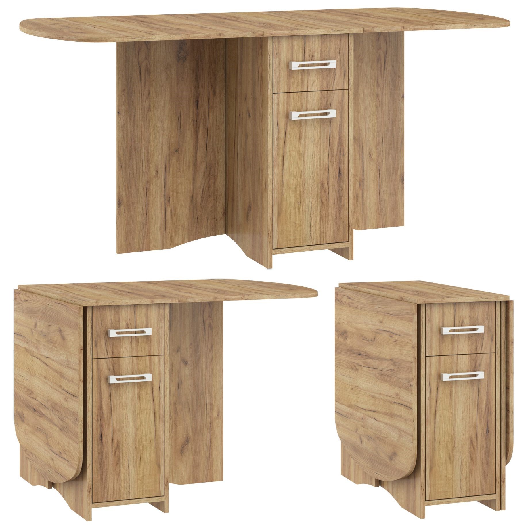 10 PART ištraukiamas sulankstomas stalas valgomajam, virtuvei, virtuvės reikmenų parduotuvė, ąžuolo spalvos, auksinės spalvos