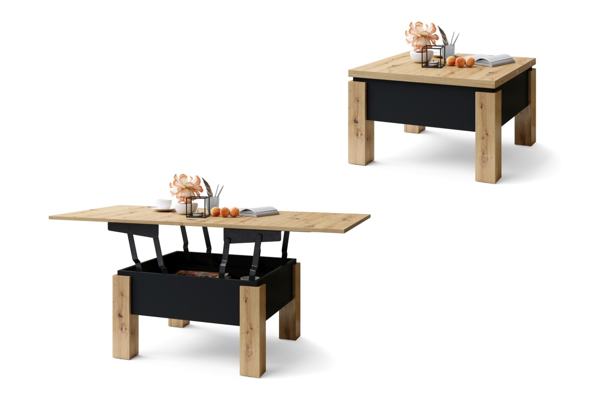 OSLO Artisan Oak/Black - SULANKSTOMAS PAKELIAMAS STALAS