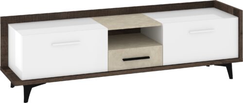 DOX 09 baldai didelė komoda stalas TV spintelė su stalčiumi ąžuolo granido balta granido spalva