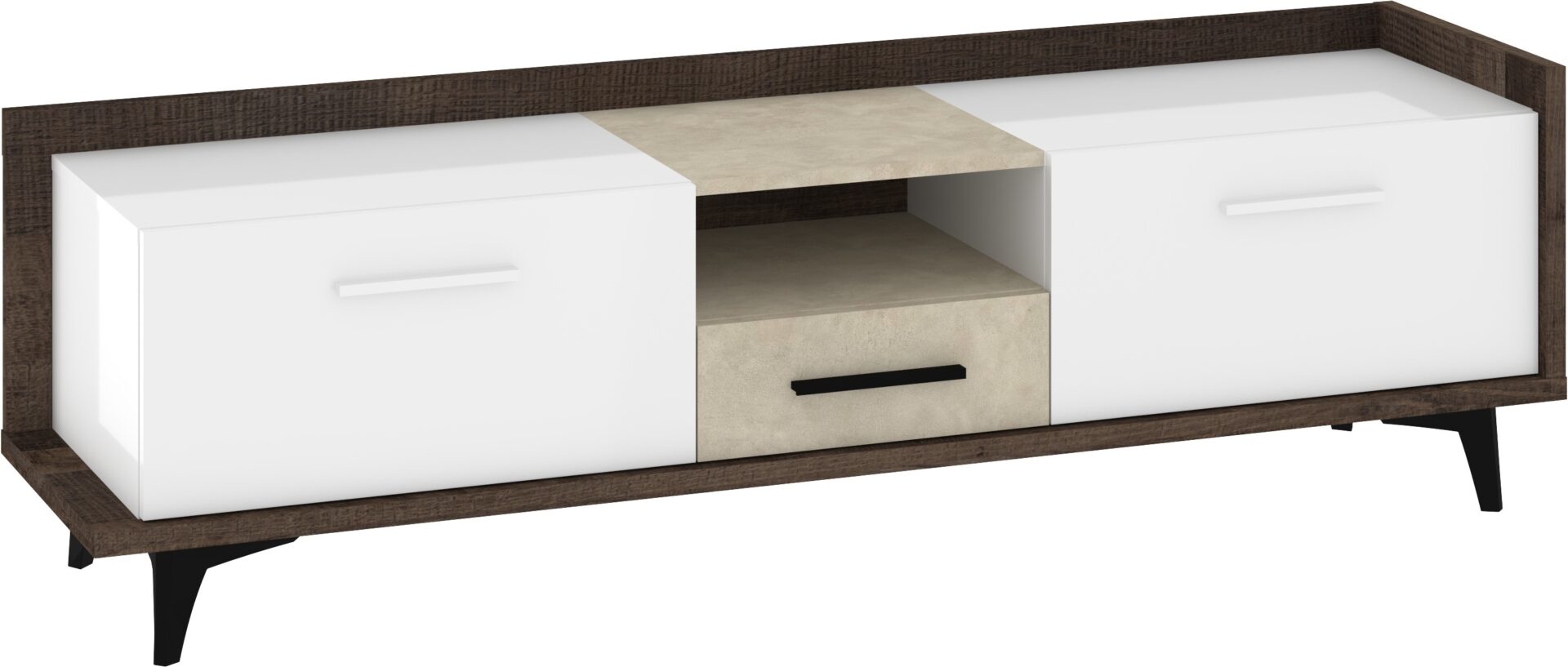 DOX 09 baldai didelė komoda stalas TV spintelė su stalčiumi ąžuolo granido balta granido spalva