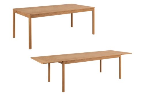 PACIFIC natūralaus ąžuolo 200×100 cm (+2 prailginimai po 50 cm) – MEDINIS BOHO/SKANDINAVIŠKO STILIAUS STALAS, IŠPLĖSTAMA IKI 300 cm!