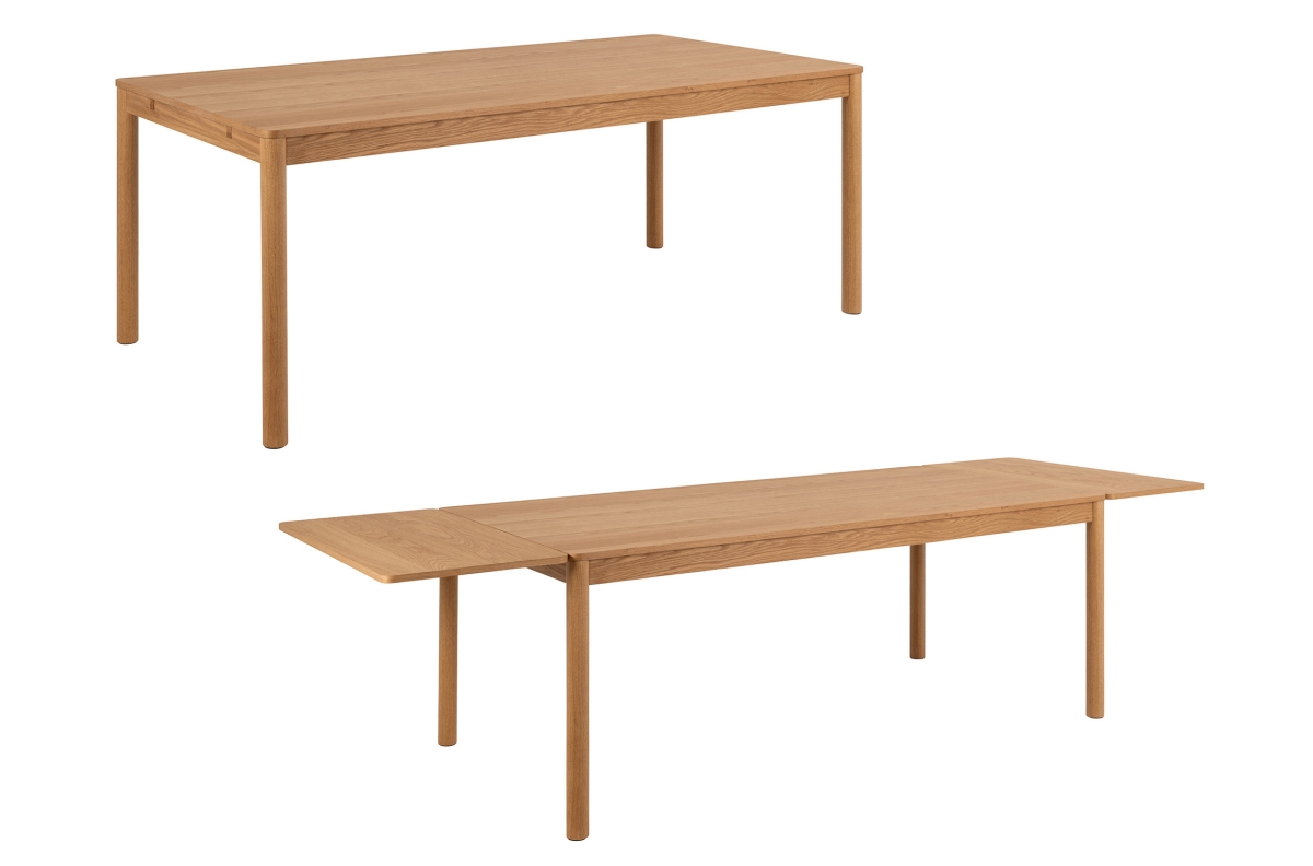 PACIFIC natūralaus ąžuolo 200x100 cm (+2 prailginimai po 50 cm) - MEDINIS BOHO/SKANDINAVIŠKO STILIAUS STALAS, IŠPLĖSTAMA IKI 300 cm!