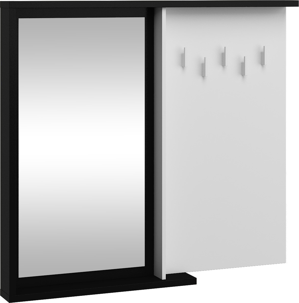 BRITA 26 baldų kabykla su veidrodžiu prieškambariui, juoda ir balta