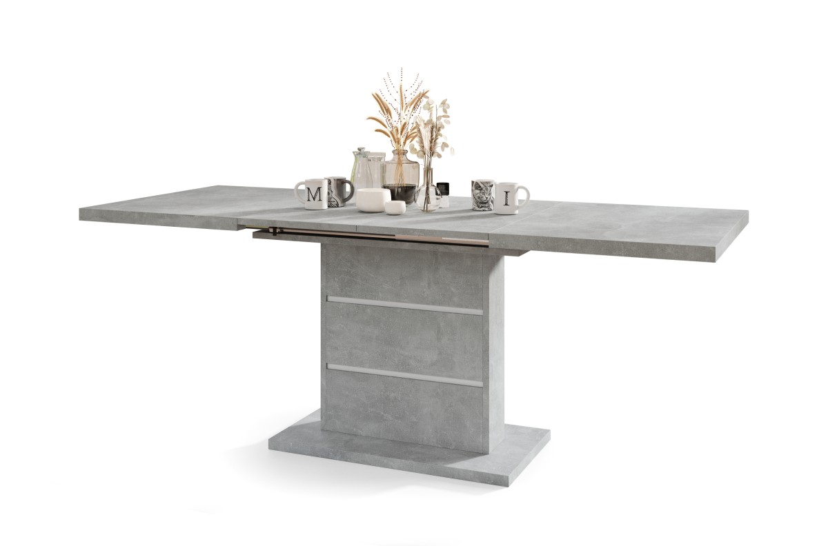 PIANO šviesaus betono ateljė / balti intarpai - MODERNUS STALAS, IKI 200 CM ILGIO!