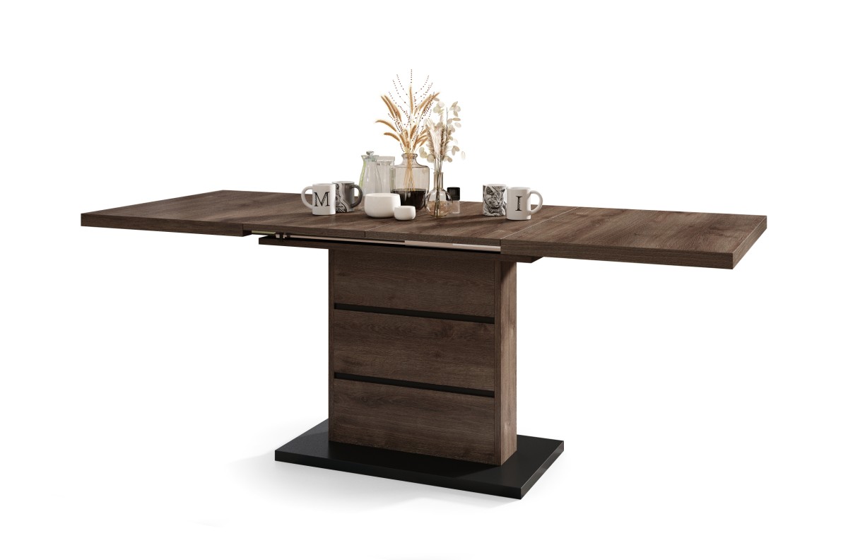 PIANO rudas ąžuolas / matinė juoda - MODERNUS STALIUKAS, IKI 200 CM ILGIO!