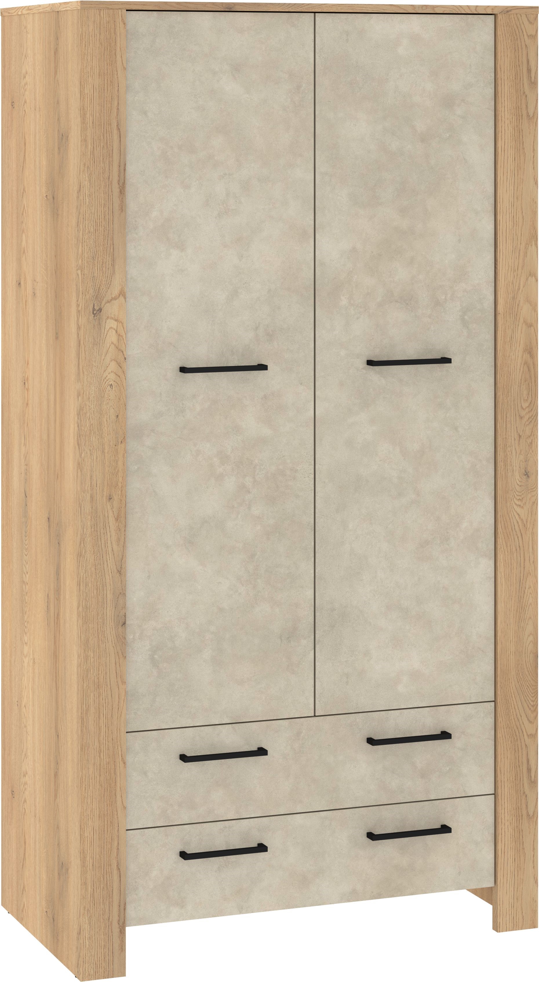 DELIS 12 baldų spinta su stalčiais prieškambariui, svetainei, kremonos ąžuolas, gr migd