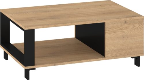 GAVES 04 baldai, modernus kavos staliukas svetainei, kremonos ąžuolas, juoda