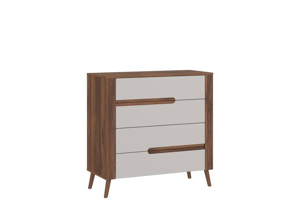 Amarillo AMAK01 - 4 stalčių komoda Żuławski riešuto/mėnesienos klasika