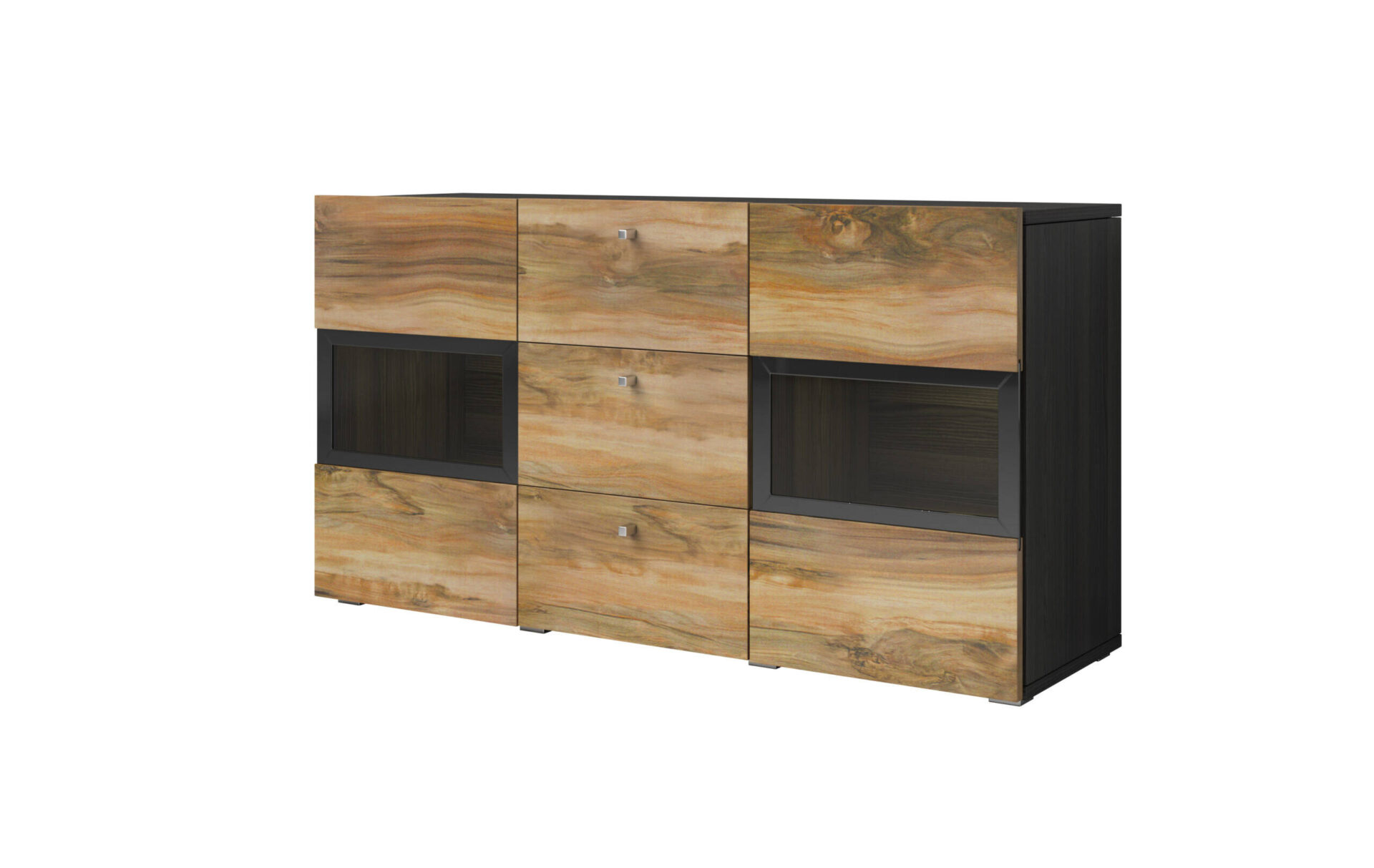 Baros komoda, 2D3S, satino riešuto / medienos imitacija