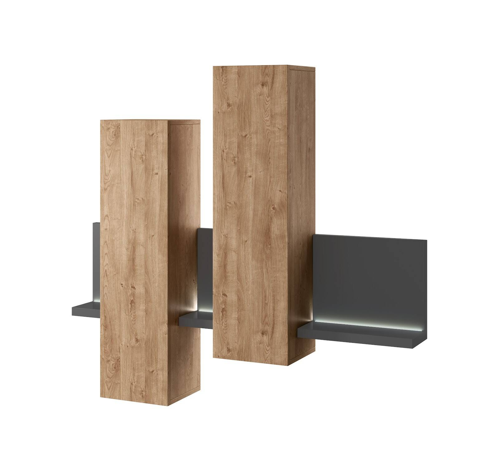 „Bota“ pakabinama vitrina su lentyna ir apšvietimu, antracito / ąžuolo spalvos