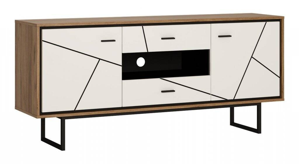 Brolo BROK01 - TV spintelė 2D2S Catania ąžuolas/juodas perlas/balta