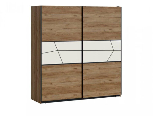 Brolo BROS07 – Dviejų durų spinta Catania ąžuolo/juodo perlo/baltos spalvos