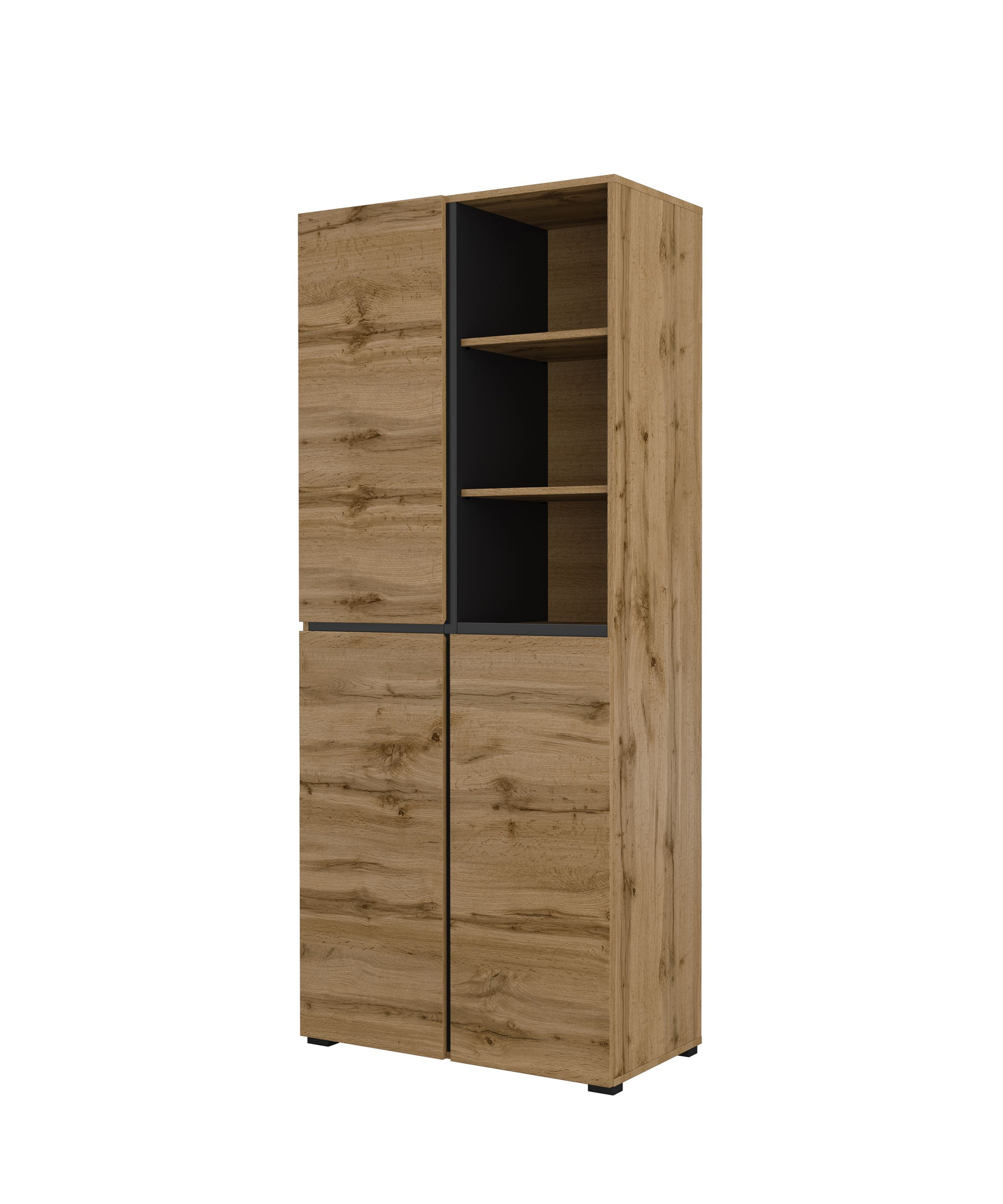 „Cross Hall“ – trijų durų spinta „Wotan Oak Matte Black“