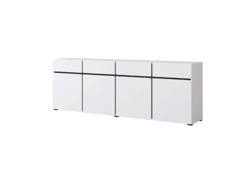 „Cross“ komoda su stalčiais, 4D4S, baltai juoda, matinė