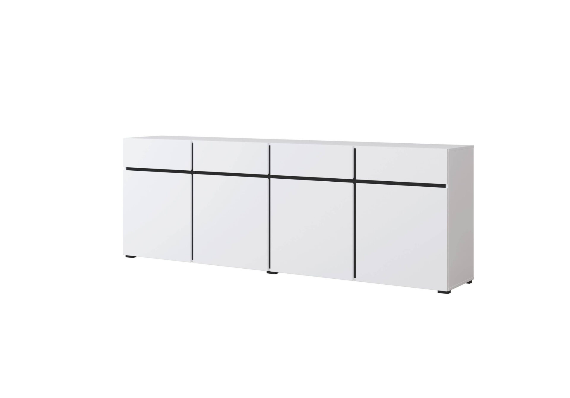 „Cross“ komoda su stalčiais, 4D4S, baltai juoda, matinė