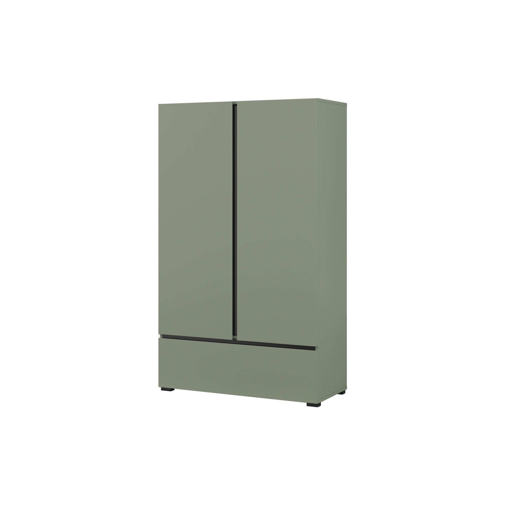 „Cross S“ – komoda su stalčiais, 2 stalčiais, 1 stalčius, dulkėtai žalia ir juoda