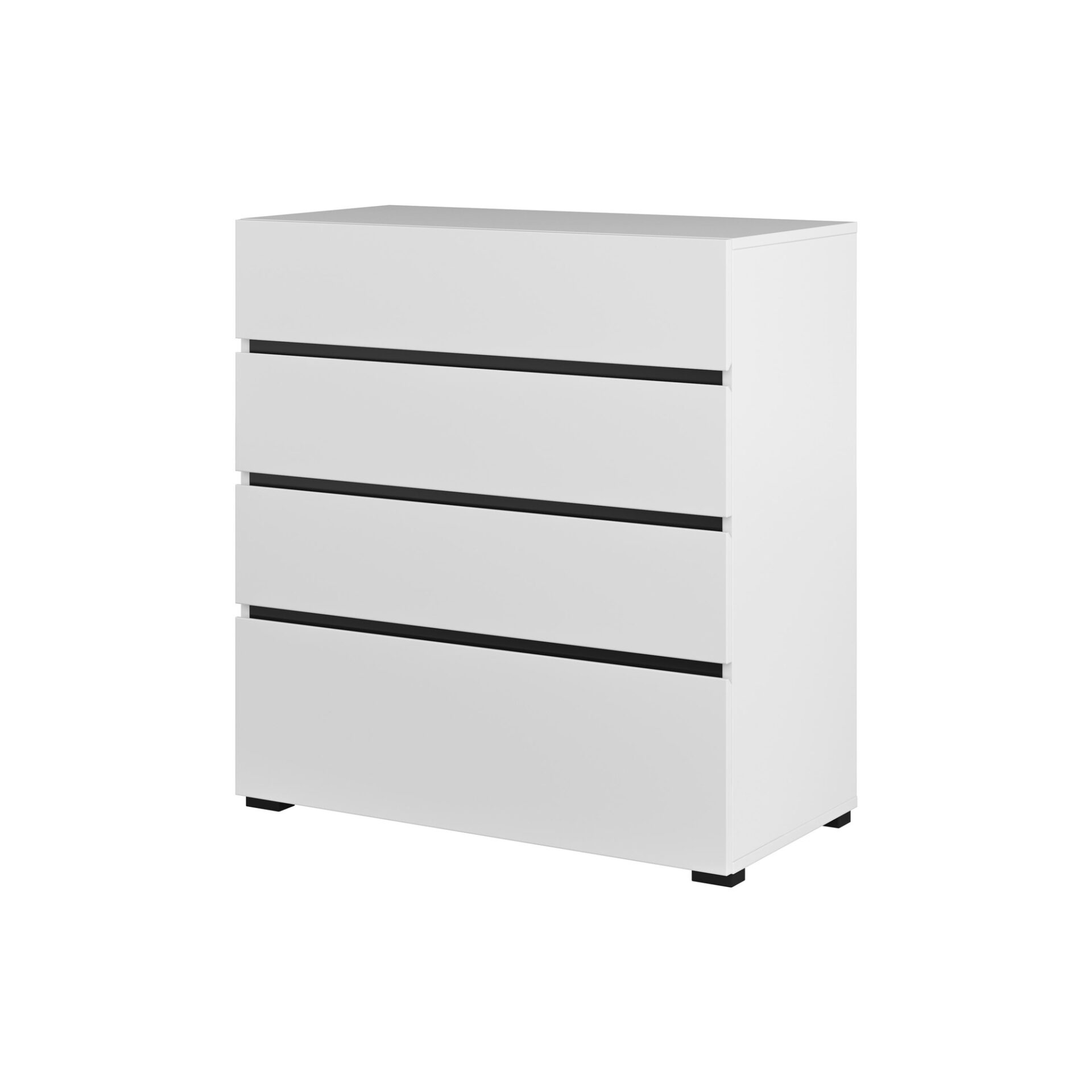 „Cross S“ – komoda su 4 stalčiais, balta, juoda, onikso spalvos, matinė