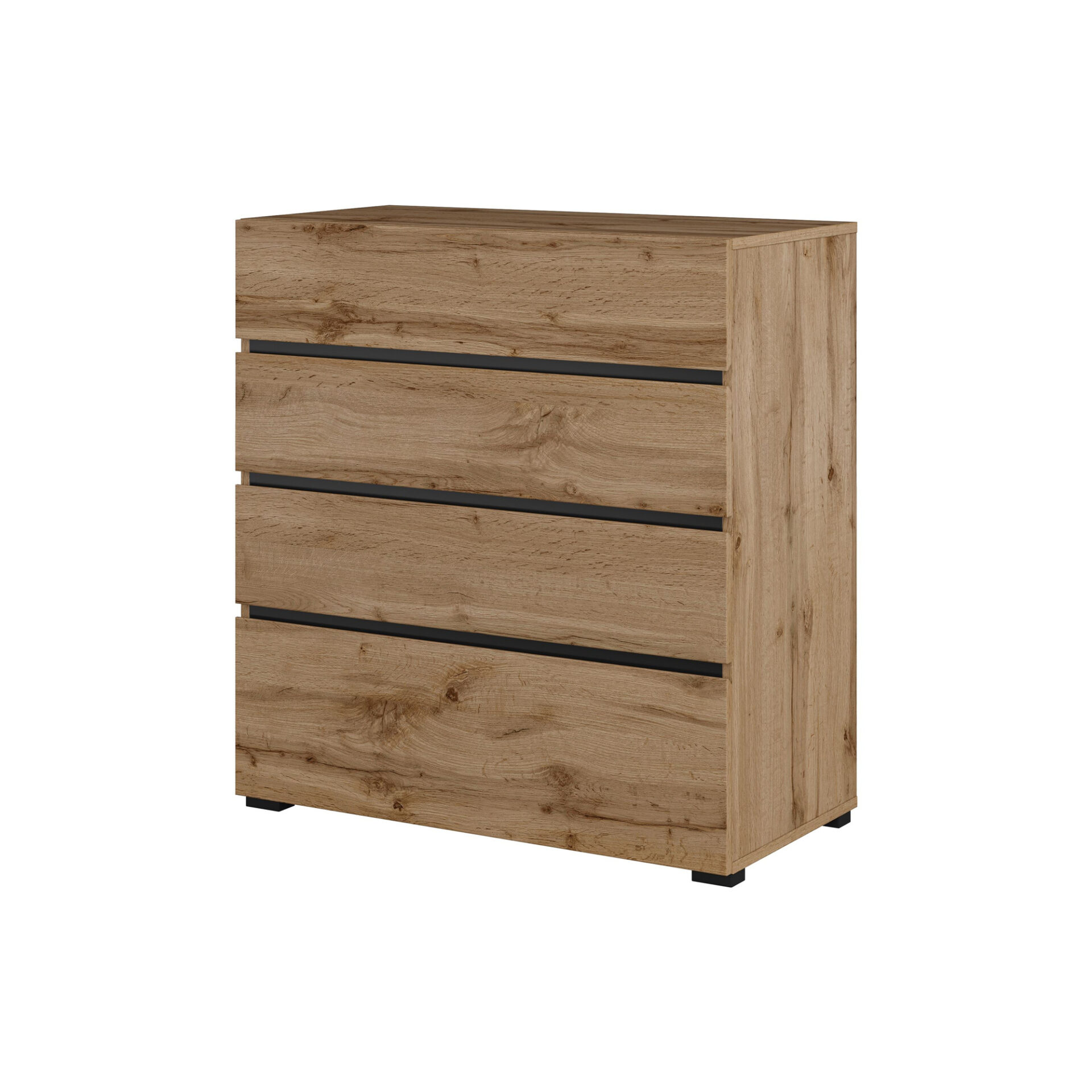 „Cross S“ – komoda su 4 stalčiais, „Wotan“ ąžuolo juodo onikso spalvos, matinė