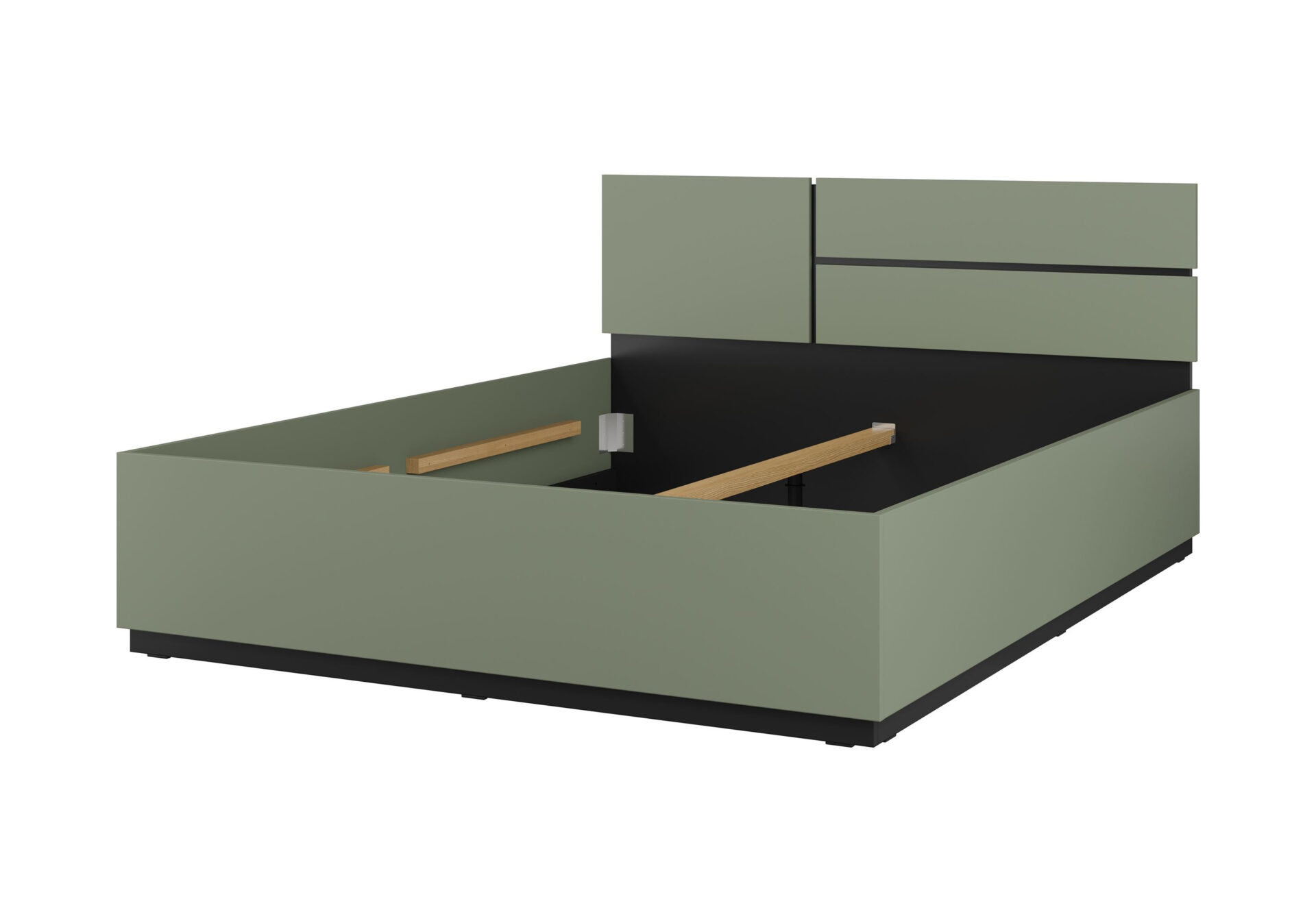 „Cross S“ – lova, 160 cm, dulkėtai žalia ir juoda