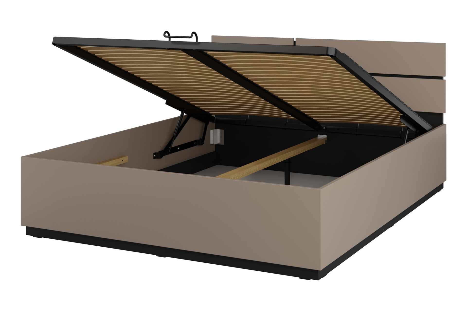 „Cross S“ – lova su konteineriu ir pakeliamu rėmu, 160 cm, Kongo juodos spalvos, onikso spalvos, matinė