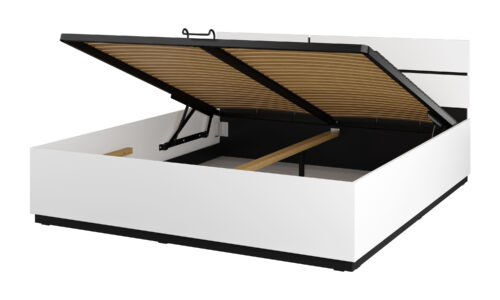 „Cross S“ – lova su konteineriu ir rėmu, 180 cm, balta, juoda, onikso spalvos, matinė