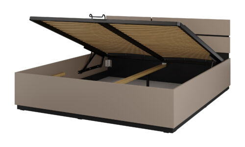 „Cross S“ – lova su konteineriu ir rėmu, 180 cm, Kongo juodos spalvos, onikso spalvos, matinė