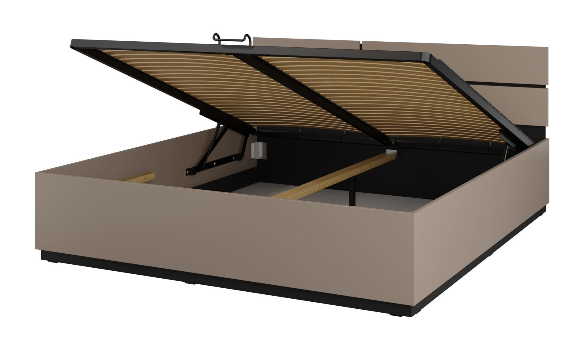 „Cross S“ – lova su konteineriu ir rėmu, 180 cm, Kongo juodos spalvos, onikso spalvos, matinė