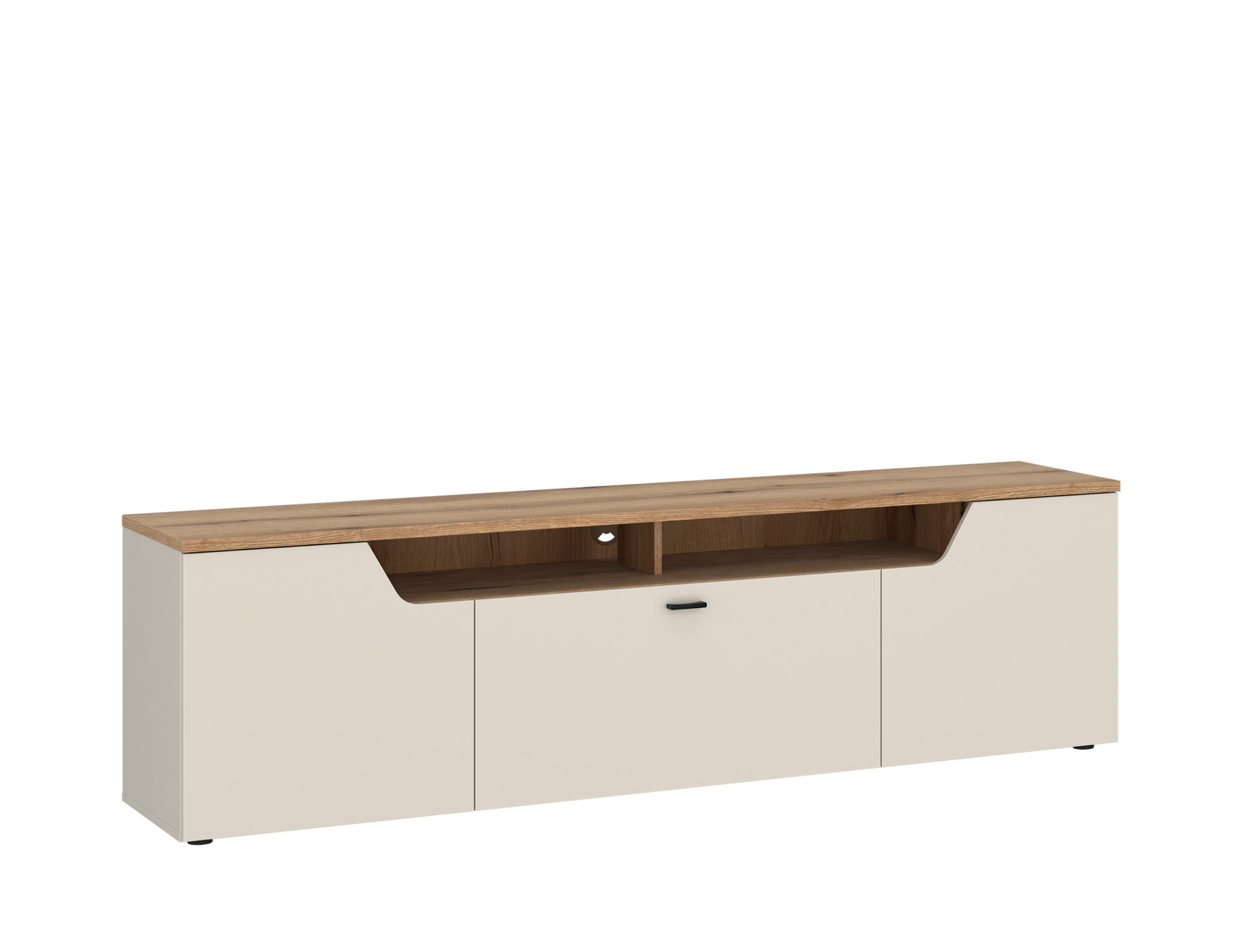 CUT OUT CTUF02 - TV staliukas 2D1K kašmyro ąžuolo spalvos, pakrantės stiliaus, su spyruokliniu raštu