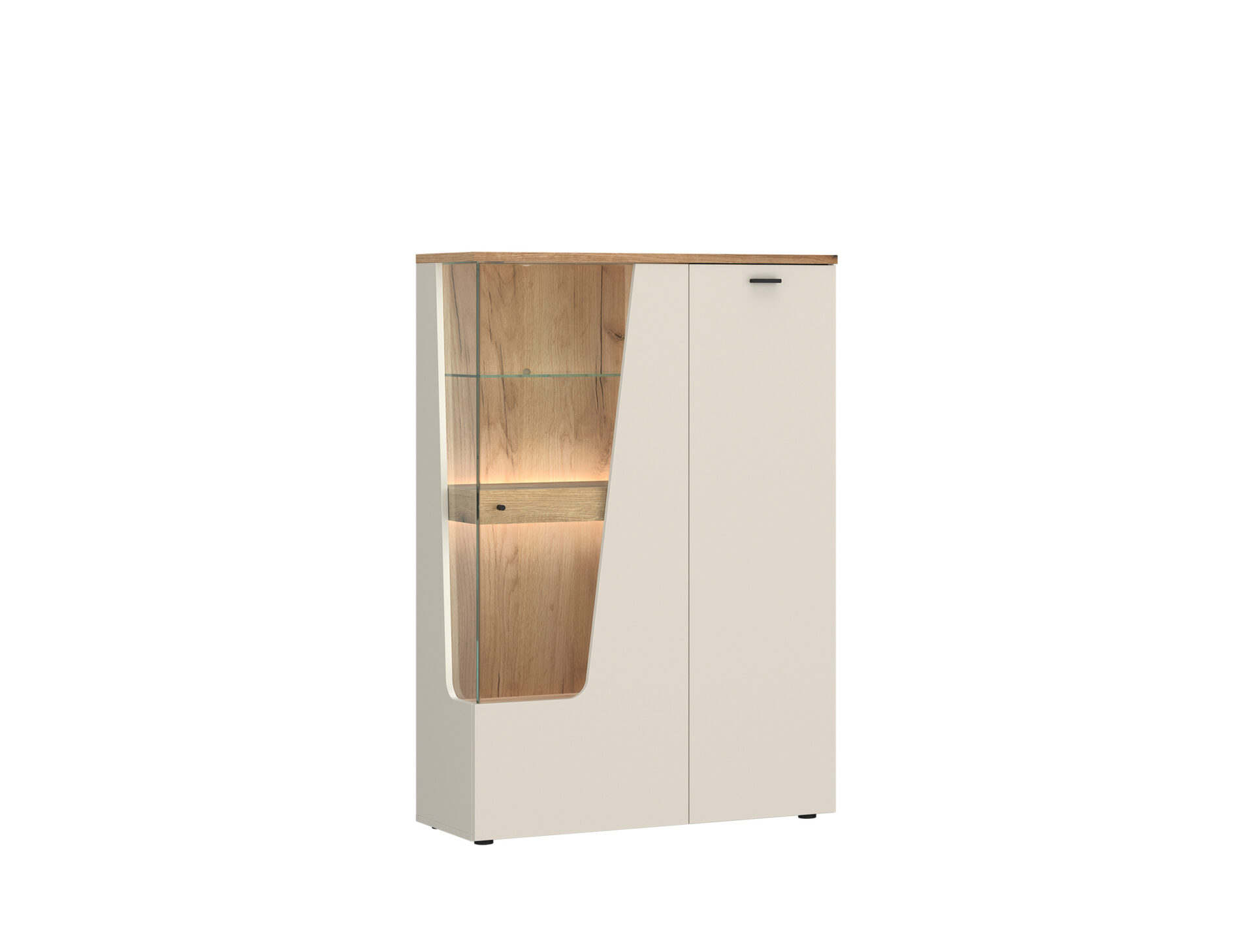 CUT OUT CTUV02R - 2D vitrinos teisės, kašmyro ąžuolas, pakrantės efektas