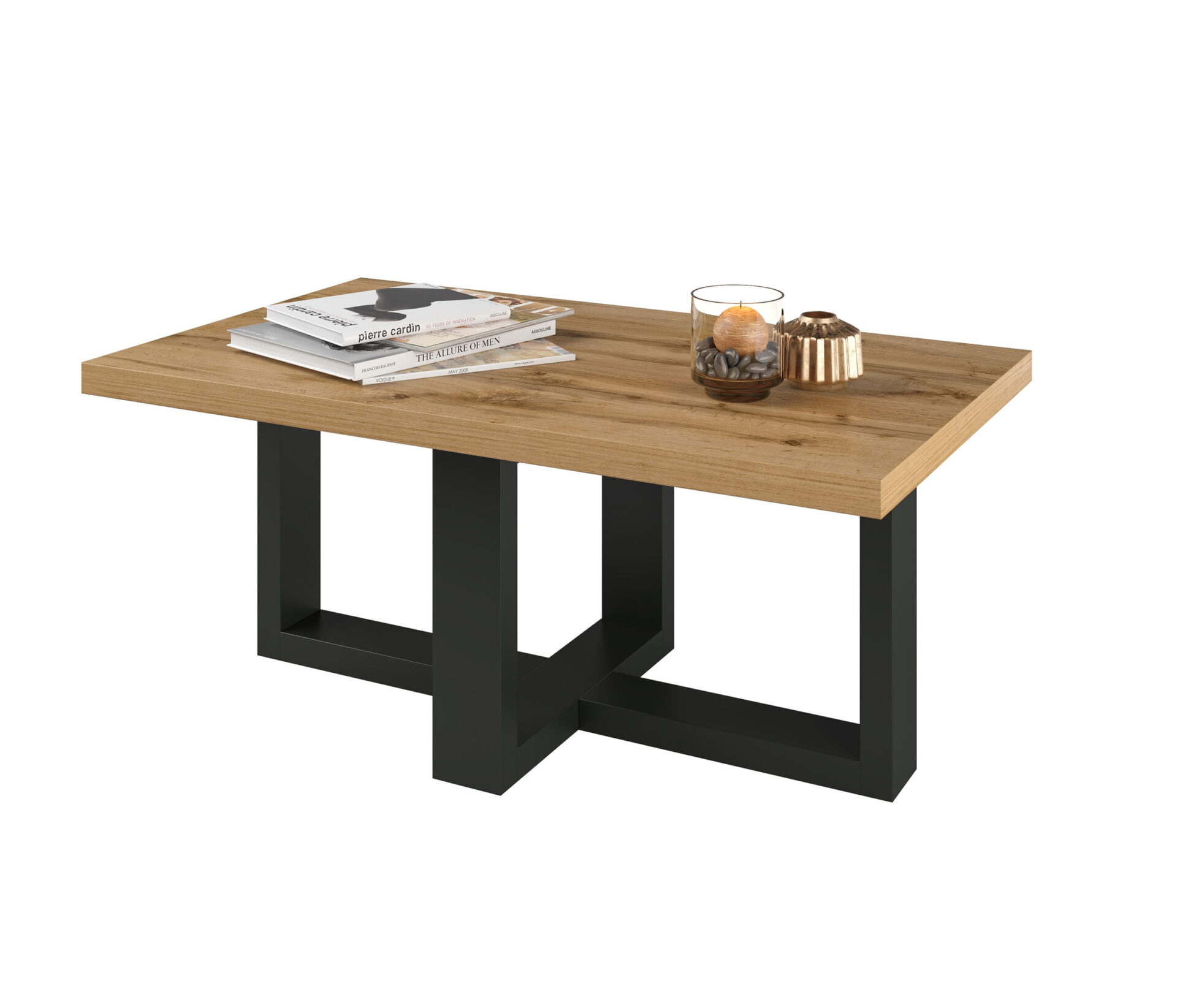 Eko - stačiakampis kavos staliukas, juodas oniksas, ąžuolas, Wotan