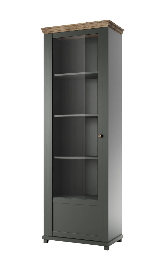 Evora WM 1 durų vitrina, kairė, žalia / Lefkas ąžuolas