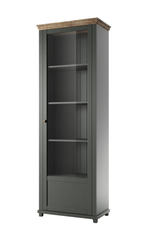 Evora WM 1 durų vitrina, dešininė, žalia / Lefkas ąžuolas