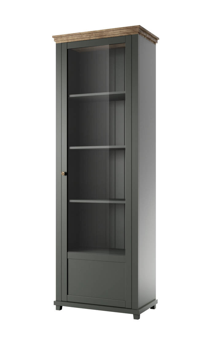 Evora WM 1 durų vitrina, dešininė, žalia / Lefkas ąžuolas