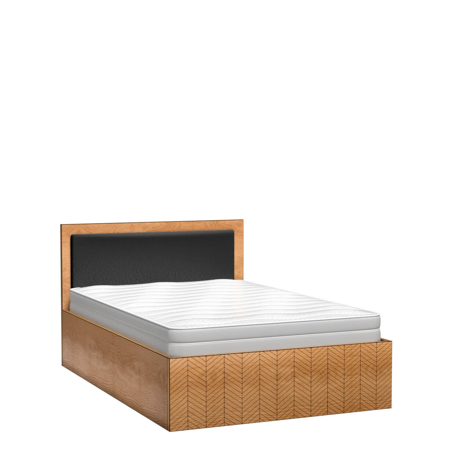 FONTI-12 - Lova su rėmu 140x200 cm, karamelinio ąžuolo spalvos