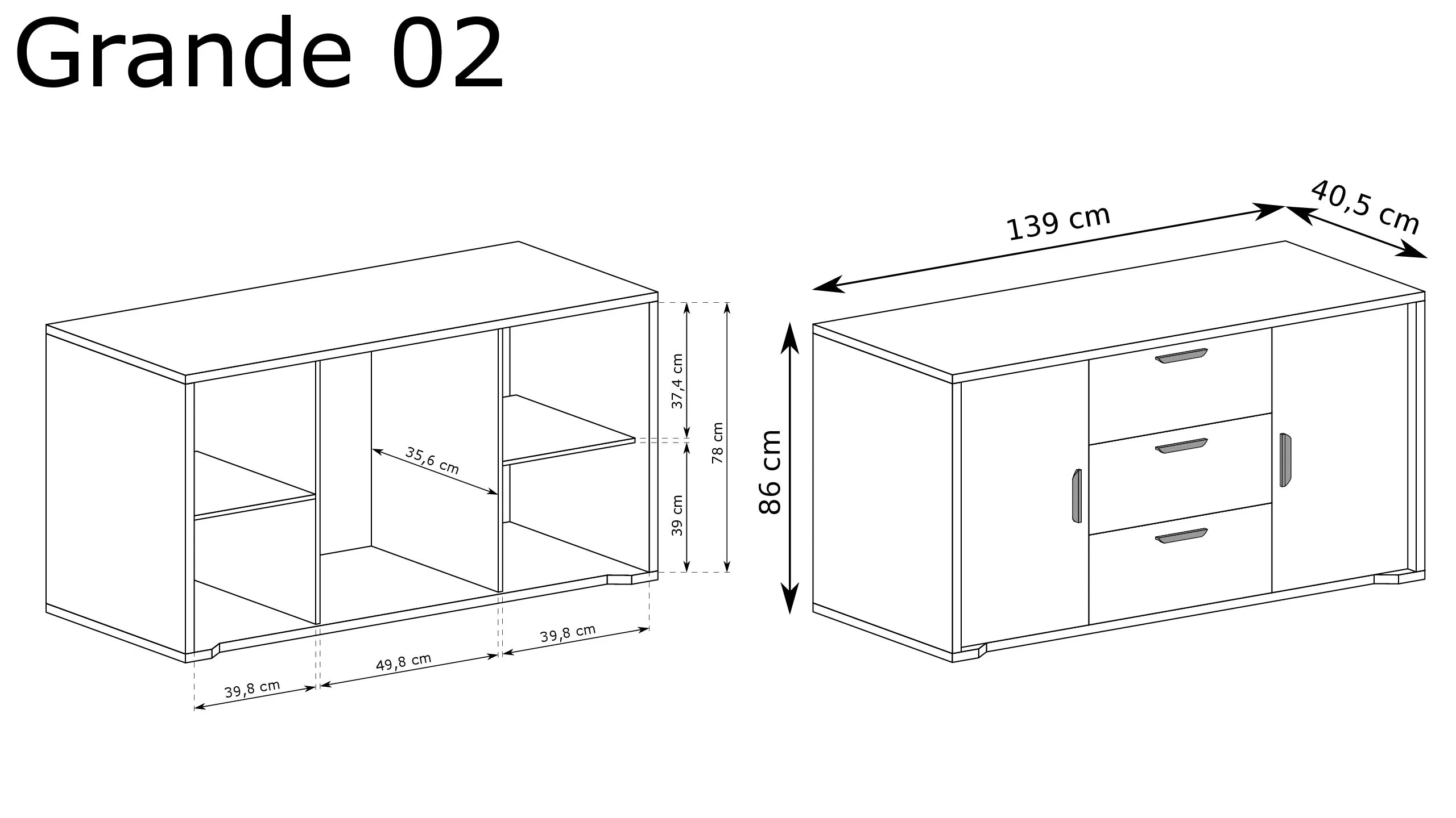 GRANDE-2 - Komoda 2D3S Cremona Oak - Paveikslėlis 2