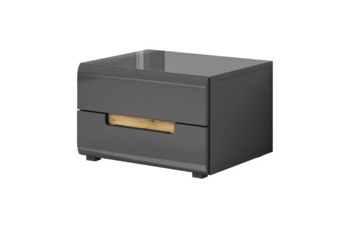 Hektor Nightstand 2 Drawers antracito blizgesys / Appenzeller