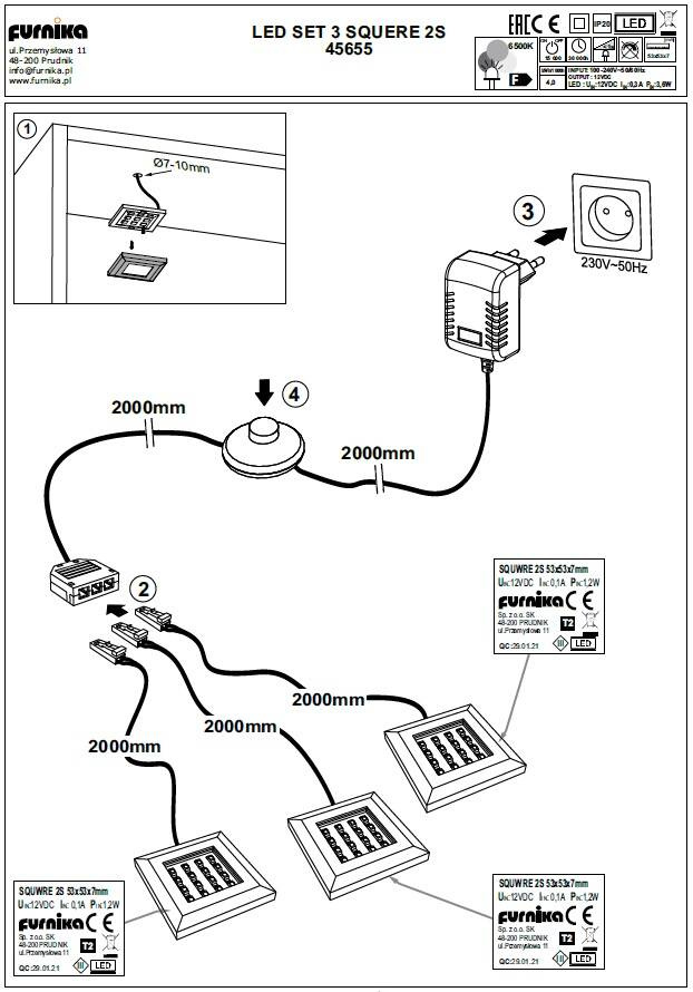 Helvetia LED šviestuvai, 3 vnt., balti