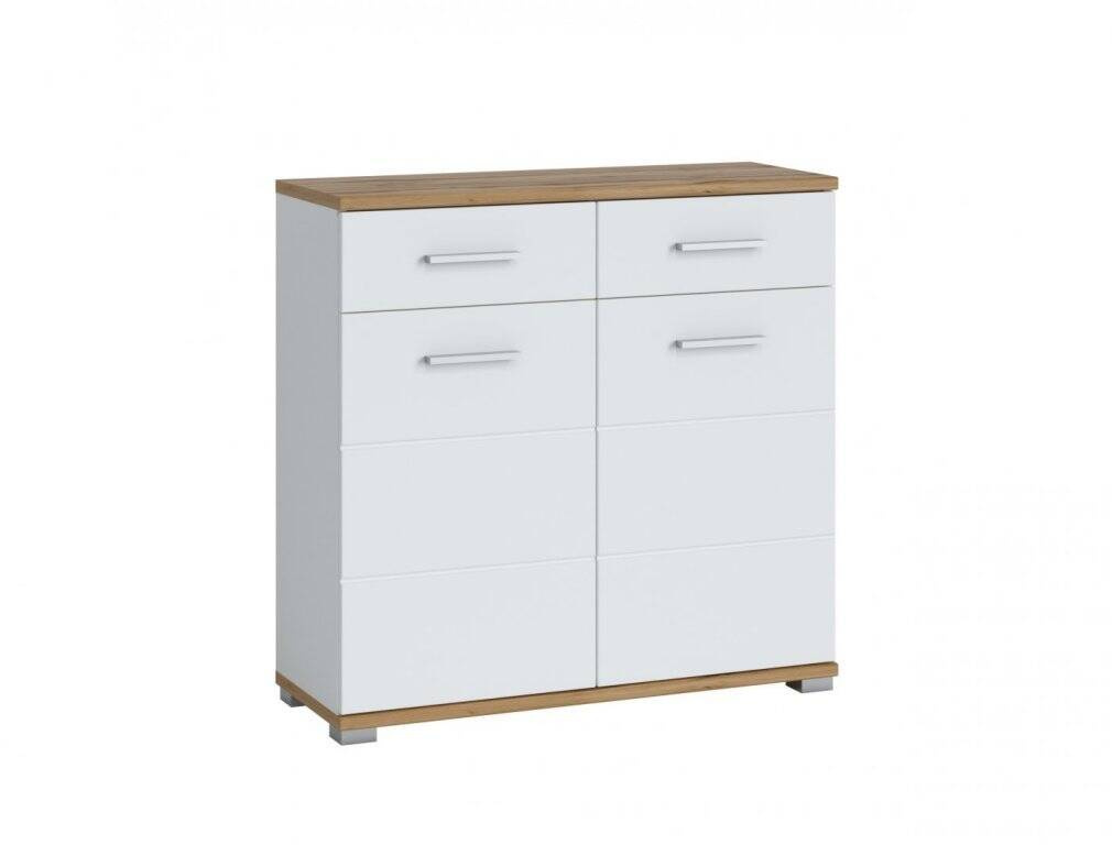 Hola HOLG07 - Komoda su stalčiais, 2 stalčiais, balta/Wotan ąžuolas