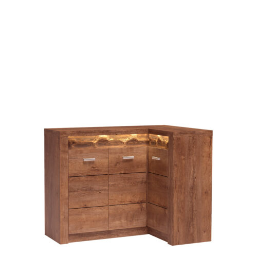 INDIANAPOLIS-15 – Kampinė komoda su 3 durimis, šviesaus uosio spalvos