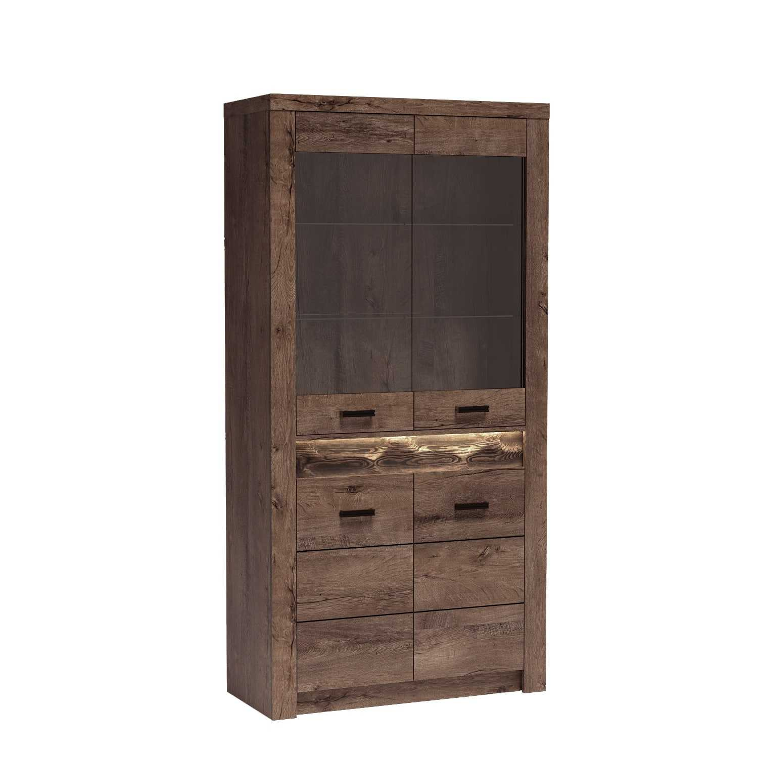 INDIANAPOLIS-3 - 4 durų vitrina, tamsaus uosio spalvos